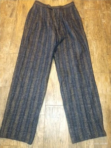 Vintage 70s Mens 30x31 Wool Flat Front Wide Loose Leg Chino Pants - Picture 1 of 4