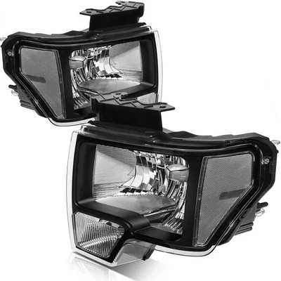 PAIR/2PCS Black Clear Headlight Headlamp Assembly For 2009-2013 Ford F-150 F150 - Image 1 of 4