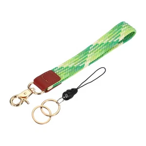 7.6" Keychain Wristlet, Key Chain Bracelet with Double Ring Lime Green - Picture 1 of 5