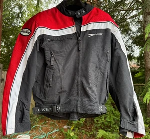 Joe Rocket Motorcycle Jacket Ballistic Series Size Medium Black & Red ~ Armored - Picture 1 of 10