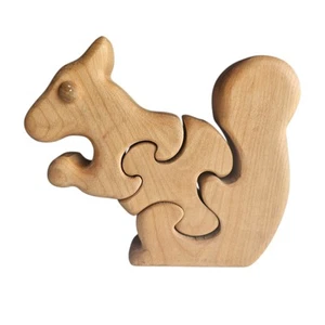 Wooden Decorative Squirrel Puzzle 3 Piece Maple Woodland Creature Decor 7.5" - Picture 1 of 7