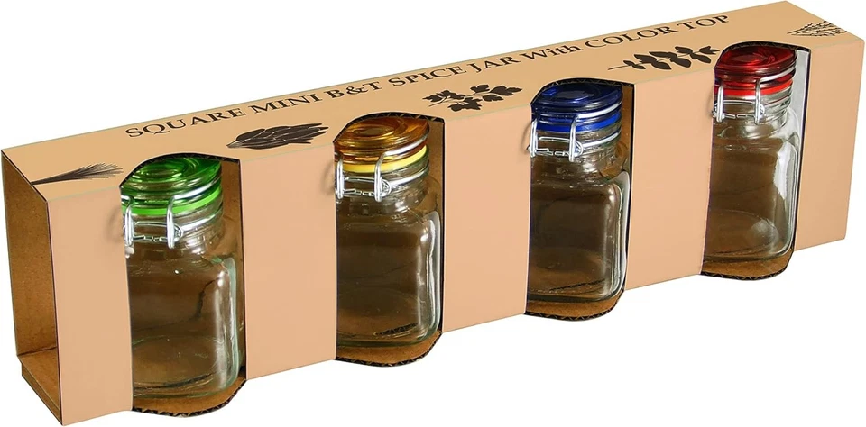 Mini frascos redondos Grant Howard con tapa hermética con bisagras de color, 4 juegos 3 transparentes  Foto 1 de 1