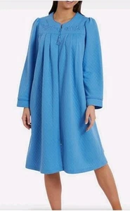 Jasmine Rose Womens Loose Fit Zip Quilted Robe With Pockets Blue Small - Picture 1 of 10