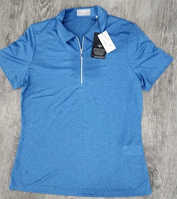 Polo de golf para mujer Callaway 1/4 cremallera manga corta S Opti-Dri azul nuevo con etiquetas  Foto 1 de 4