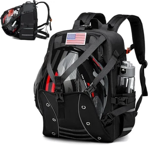 Motorcycle Backpack Helmet Bag, Large Capacity Waterproof for Small, Black  - Imagen 1 de 4