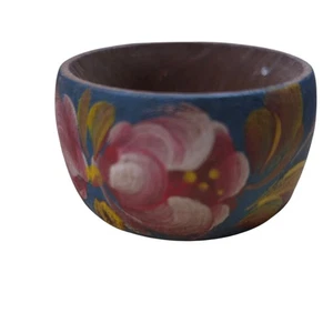Juego de 6 servilleteros de madera pintados a mano de arte popular floral vintage arte europeo - Imagen 1 de 8