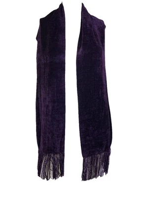 Bufanda tejida a mano Jeffrey Arondoff de chenilla rayón púrpura profundo de colección Nueva York Foto 1 de 3