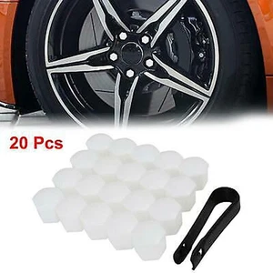 Easy Installation 19mm White Wheel Nut Lug Bolt Rim Cap Covers Pack of 20 - Picture 1 of 7