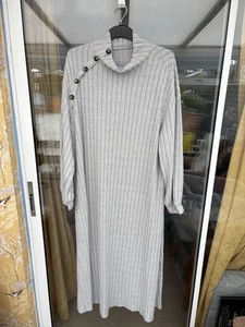 Shein Curve Kragen geripptes Langarm Kleid grau Gr. 3xl - Bild 1 von 5