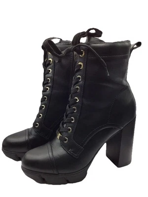 Witchy Goth Block Heel Chunky Boots 10 Grunge Nine West Platform Granny Lace up - Image 1 of 4