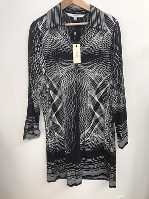 NUEVO CON ETIQUETAS MACY'S STUDIO M Mujer Blanco y Negro Informal Mini Vestido Talla M Foto 1 de 3