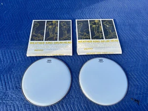 2 NOS 1970s Remo Weather King 14" Ambassador Batter smooth white drum Head skins - Imagen 1 de 8