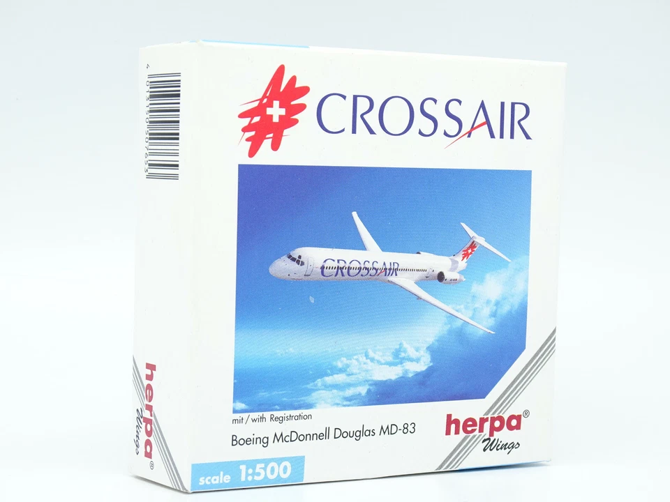 Herpa Airplane Airlines 1/500 - Boeing McDonnell Douglas MD83 Crossair - Image 1 of 1
