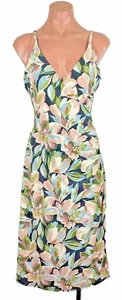 Joie Blue Floral Sleeveless V-Neck Dress Ruched Sundress Flare Summer Dress sz M - Picture 1 of 9
