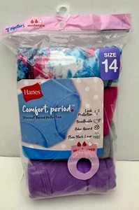Hanes Girls 4-Pack Comfort Underwear Period Moderate Protection Discreet Size 14 - Picture 1 of 3