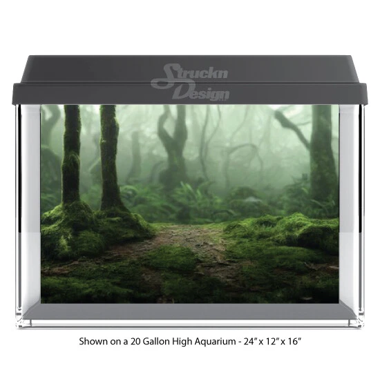 Espeluznante bosque brumoso urdimbre poliéster pecera telón de fondo de vidrio fondo de acuario Foto 1 de 1