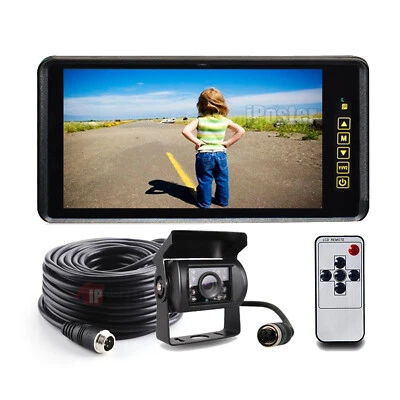 HD 9" Rear View Mirror Monitor 4PIN IR CCD Rear View Camera 10m For Caravan Van - Image 1 of 4