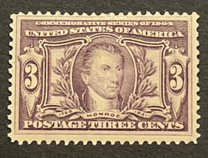 Travelstamps: US Stamps Collection Scott # 325 3c, Monroe, Mint, MHOG - Picture 1 of 5