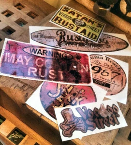 RETRO AGED STICKER, SURF, HOT ROD, VINTAGE ROST STICKER PACK, GLÄNZEND & 100% NEU! - Bild 1 von 1