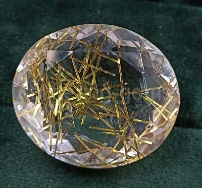 Yellow Rutilated Quartz 80.10 Ct Lab-Created Oval Cut Certified Loose Gems 5JSA - Image 1 of 4
