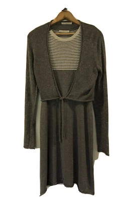 Vestido y suéter envolvente FLORA FEDI plateado metálico 2 piezas hecho en Italia IT 44 US M 8 Foto 1 de 4