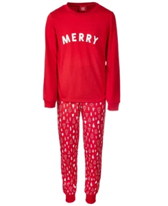 Juego de 2 pijamas para niños unisex rojo alegre rojo feliz talla S (6-7) - Imagen 1 de 2