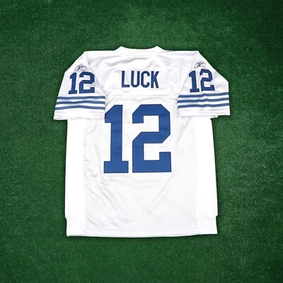 Camiseta deportiva Andrew Luck Reebok Indianapolis Colts auténtica en el campo EQT blanca visitante Foto 1 de 4