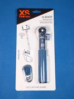 XSories USHM101368 U-Shot Blue Telescopic Pole Selfie Stick Extends to 19" - Image 1 of 3
