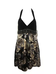 Halter Neck Tie Ballon Hem Floral Dress - Picture 1 of 7