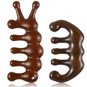 2Pcs Comfortable Wooden Scalp Massager Loc Comb for Relaxation Sandalwood Massag - Picture 1 of 12