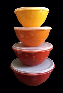 NEW Vintage Tupperware #234-#237 Wonderlier Nesting Bowls w/ Lids Harvest Colors - Picture 1 of 6