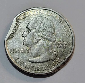 2006 Nebraska Washington Quarter, P Mint, Curved Clipped Planchet Error Coin - Picture 1 of 10