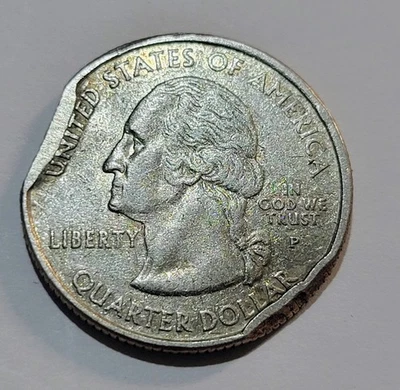 2006 Nebraska Washington Quarter, P Mint, Curved Clipped Planchet Error Coin - Image 1 of 4