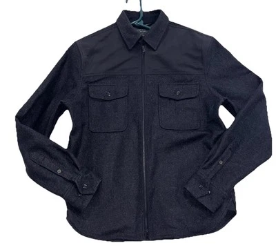 Rag & Bone wool blend full zip Shirt Jacket Size L color black Shaket - Image 1 of 4