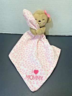 Child Of Mine I Love Mommy Monkey Security Blanket Leopard Pink Rattle Lovey - Image 1 of 4