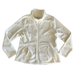 Old Navy Fleece Zip Up Women’s XL White Pockets Super Soft Long Sleeve Top - Picture 1 of 11