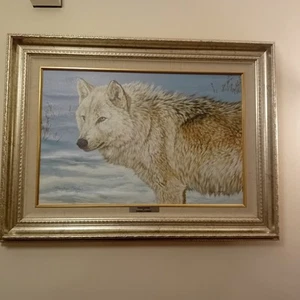 Stephen Gayford Art Limited Edition The White Hunter Wolf Framed Signed 38/50 - Picture 1 of 10
