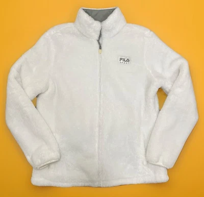 Chaqueta para mujer Fila XL blanca gris mullida cremallera completa abrigo deportivo microfibra Foto 1 de 4