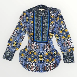 Blusa Ann Taylor LOFT Floral Cachemira Boho Arte Azul Multicolor Mujeres M Túnica Top - Imagen 1 de 11