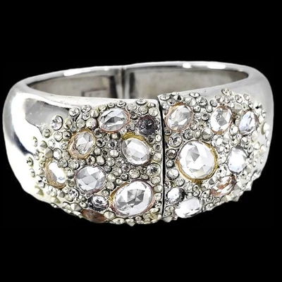 Brazalete Fab Alexis Bittar Plata Tonificado Cristal Transparente Racimo Bisagras Anchas Foto 1 de 4