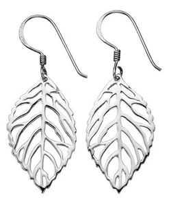 Beginnings Silver Earrings E4194 Leaf Drop Hook Drop Leaf Silver Earrings - Picture 1 of 8