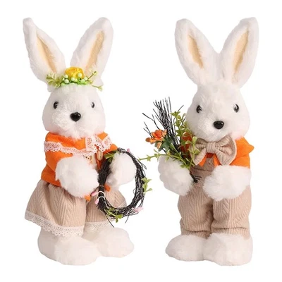 Soft Plush Easter Bunny Sculpture Doll for Spring and Easter Table Decoration - Image 1 of 4