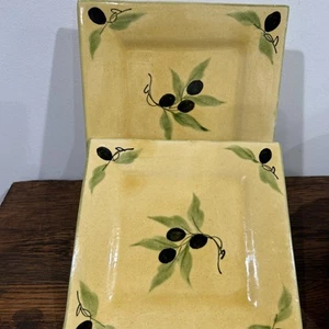 TERRE e PROVENCE (FRANCE) 9.5" Square DINNER PLATE set of 2 - Picture 1 of 12