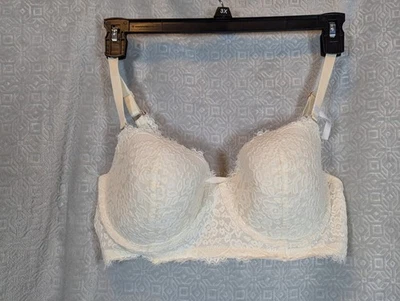 Aerie Real Power Balconette Lightly Lined Eyelash Lace Bra Ivory Under wire 38D - Image 1 of 4