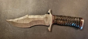 IMPACT CUTLERY RARE CUSTOM DAMASCUS BOWIE KNIFE BULL HORN HANDLE- 2128 - Picture 1 of 15