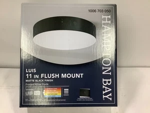 Hampton Bay Luis 11" LED Flush Mount Matte Black Color Changing Light - Picture 1 of 2