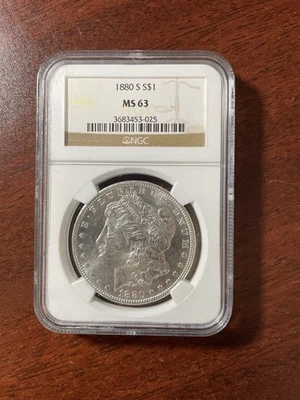 Morgan Silver Dollars - 1880 S MS63 NGC - Image 1 of 2
