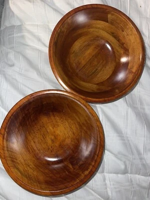 2 bamboo wood salad bowls - Image 1 of 4