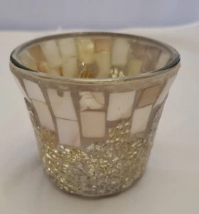 Yankee Candle Gold & Pearl crackle votive Holder # HGP600 New - Picture 1 of 6