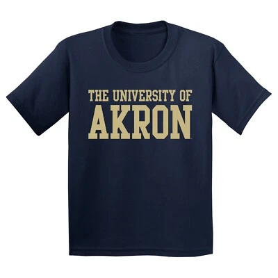 Akron Zips Basic Block Licensed Unisex Youth T-Shirt - Navy - Image 1 of 4